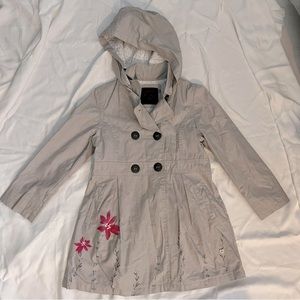 Linen long jacket 6 kids girl flowers